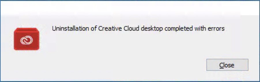 Uninstallation of Creative Cloud desktop completed with errors